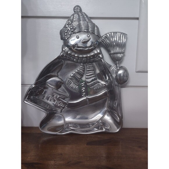 Lenox Yuletide Metal Serveware Snowman Shape Tray Snow Man Serving Holiday - Picture 4 of 6